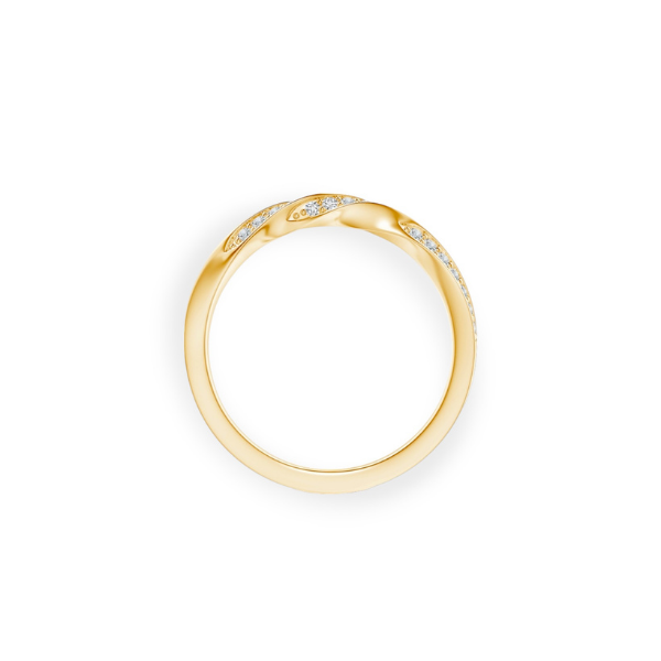 14K Solid Gold Twisted Half Line Diamond Ring Band