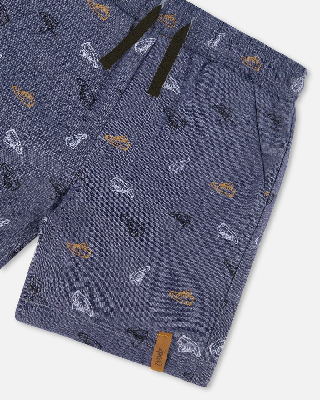 Printed Chambray Short Gray, White And Tan