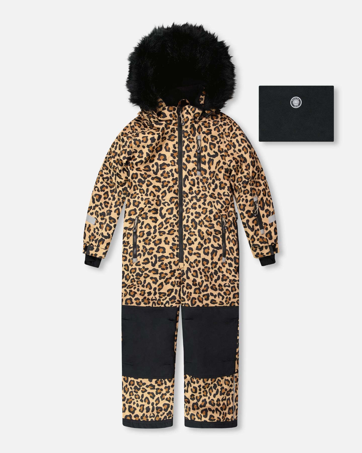 One-Piece Play Snowsuit Beige Leopard