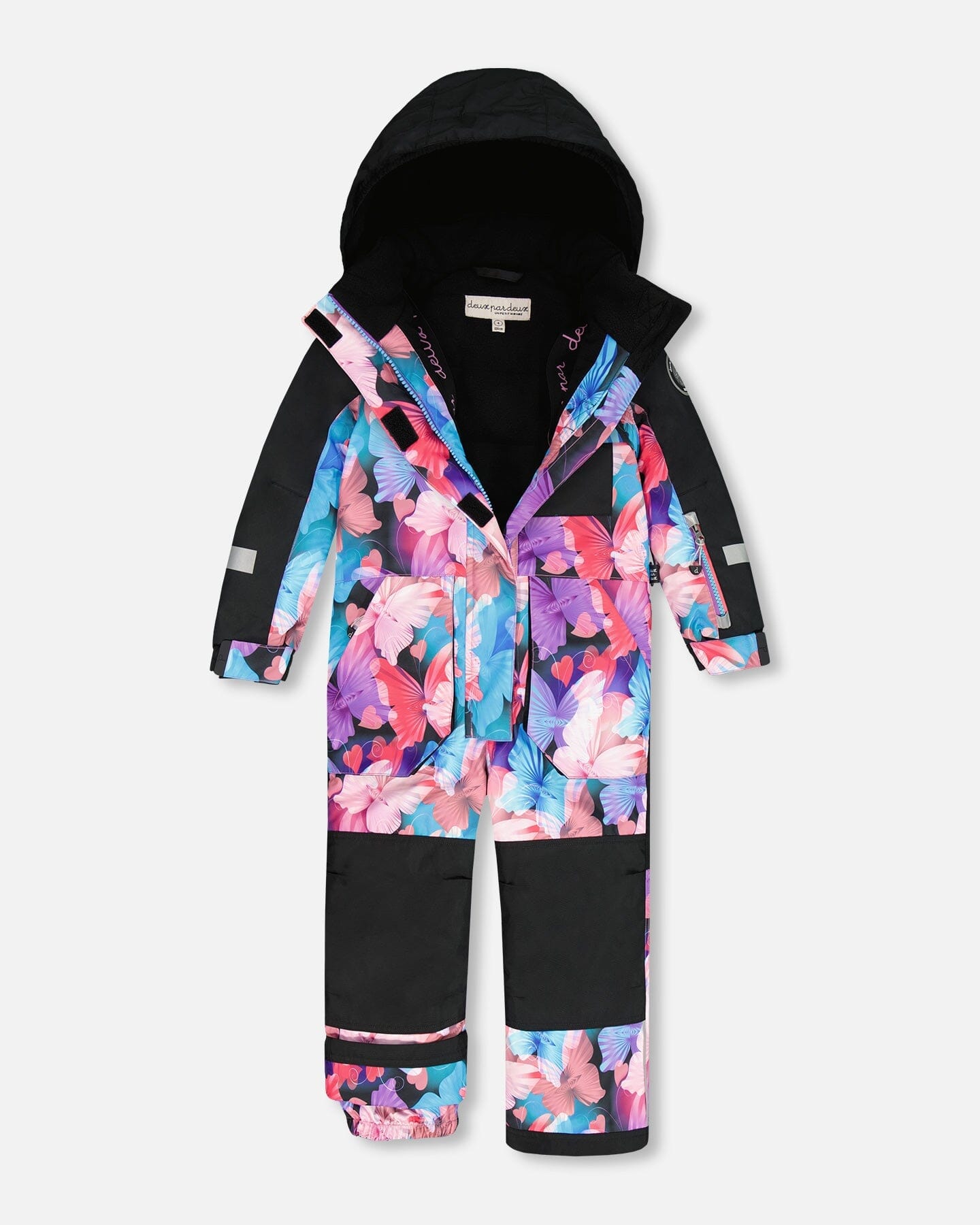 One-Piece Play Snowsuit Black Butterfly Print