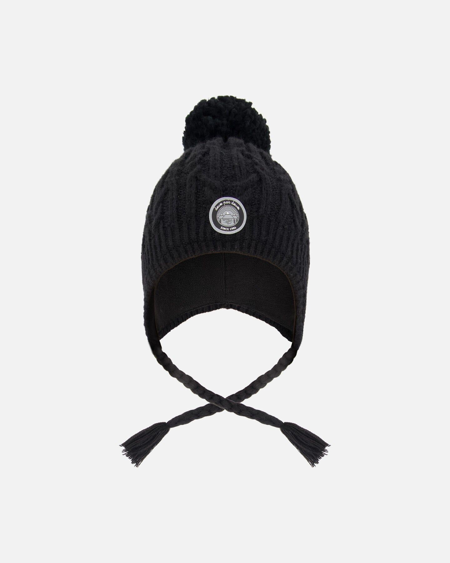 Lined Winter Hat With Pompom Black