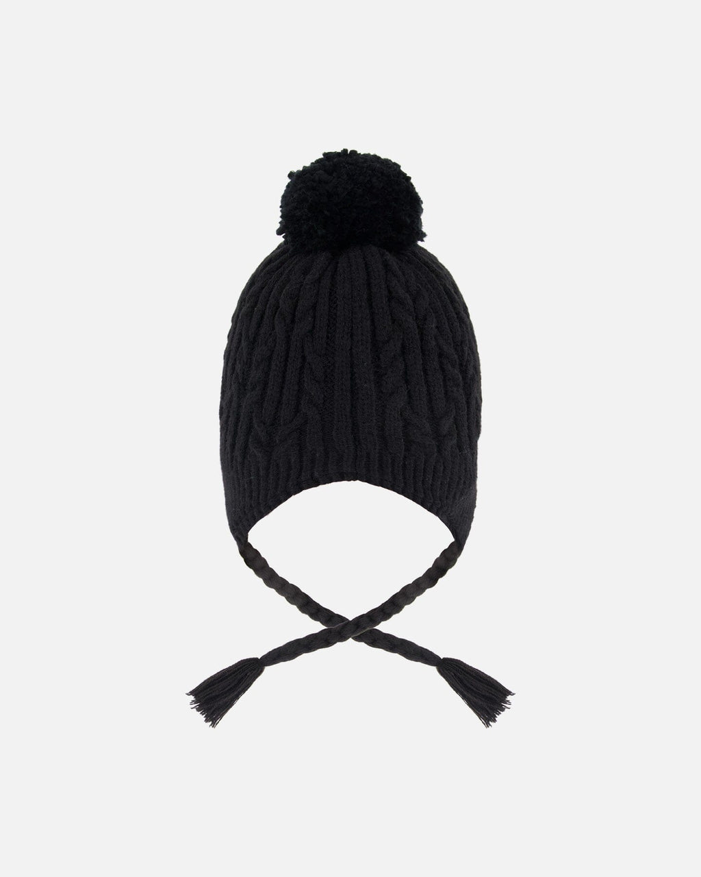 Lined Winter Hat With Pompom Black