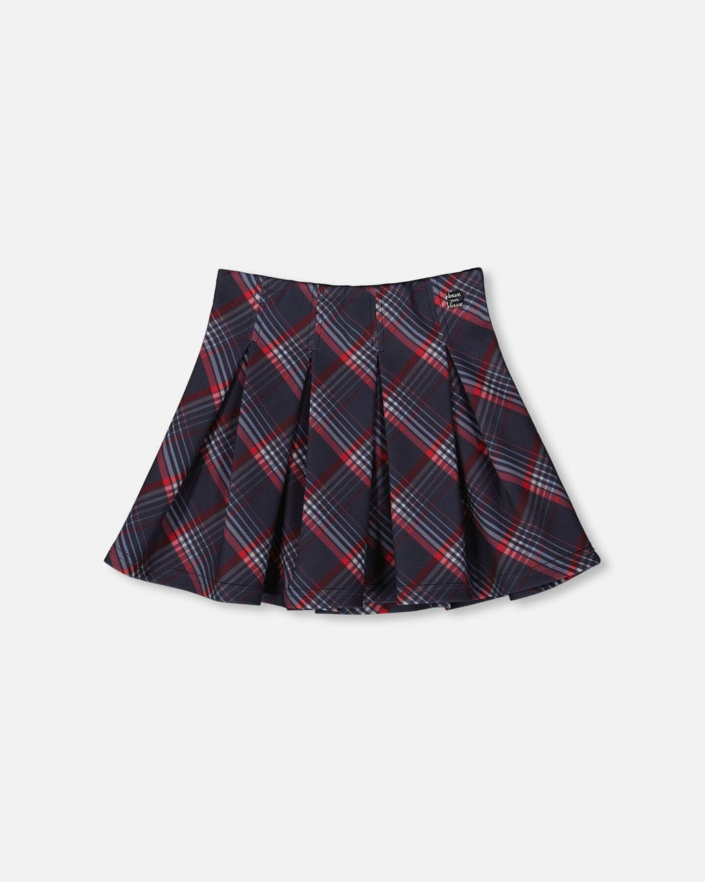 Pleated Milano Skirt Red And Navy Plaid