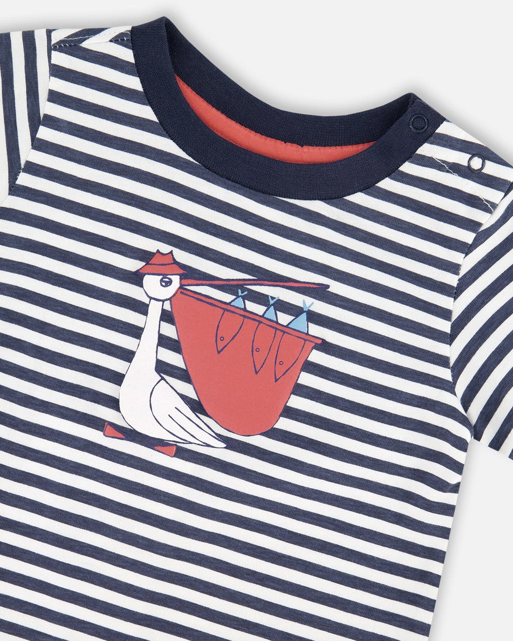 Organic Cotton T-Shirt And Short Set Blue Stripes And Blue