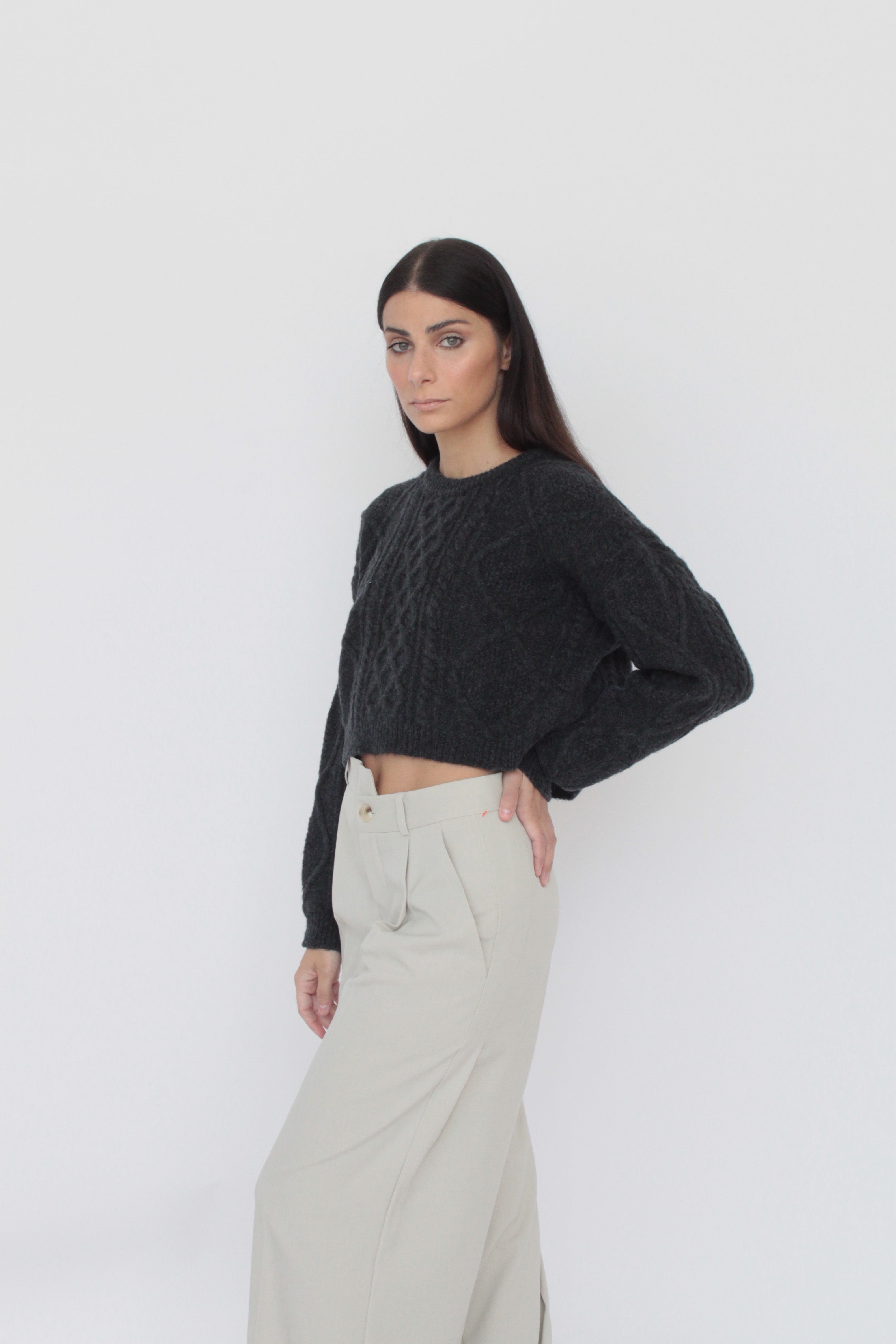 Maglione con trecce in Lana Merinos - Caterina